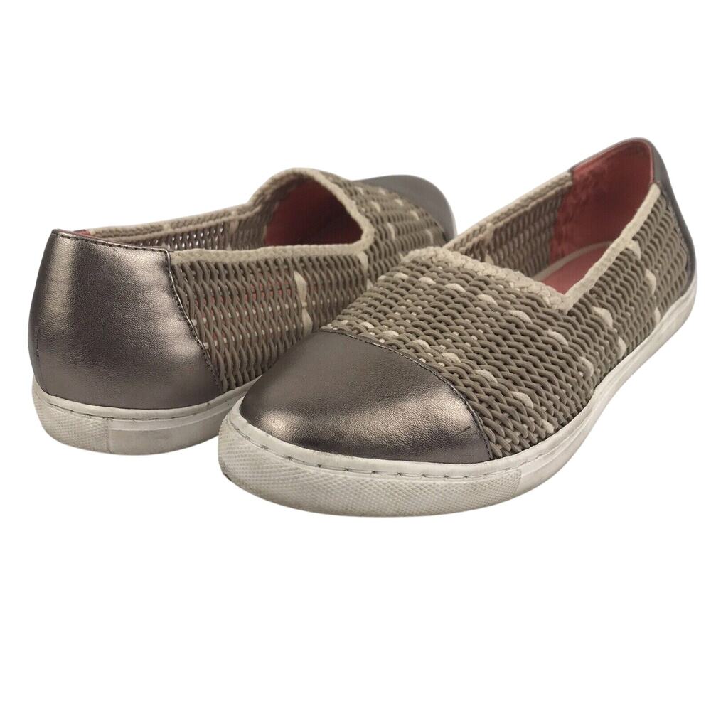 Taryn Rose Susanna Slip On Sneaker Woven Gold Loafer Comfort Womens Size 9.5